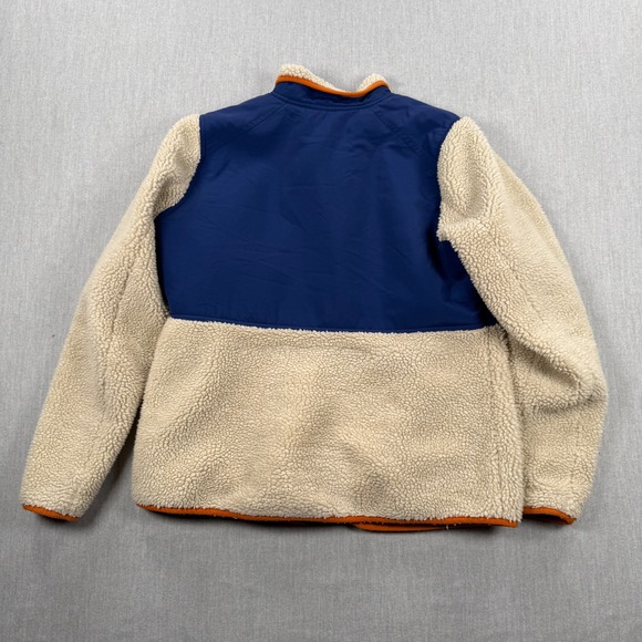 Duluth Trading Co Womens Sherpa Fleece Full Zip Jacket Navy Cream Orange Large - Picture 5 of 6